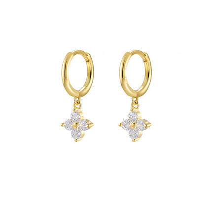 European and American Style Full Diamond Ins Wind Chain Tassel Petal Diamond Elegant Earrings Advanced Sense Design Earrings Ear Clip Earrings