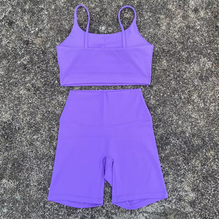 Women's Tight Yoga Cycling Shorts suit U-Shaped Strap Bra Outer Wear Sports Underwear gym yoga set
