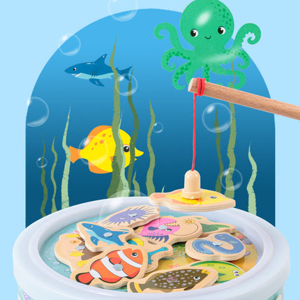 Children's Magnetic Fishing Toy Baby Early Education Beneficial Intelligence Wooden Fishing Rod Tool Set 2 Development 3.5 Years Old Game