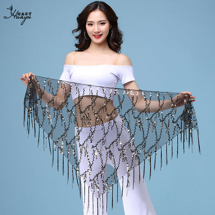 Belly Dance Waist Chain Sequin Tassel Triangle Scarf Performance Hip Scarf Practice Waist Chain Waist Scarf Hip Scarf Clothing Belt Wholesale