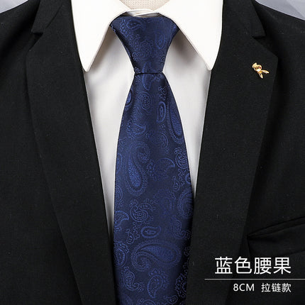 Tie Men's Forsuit Business Blue Striped Shirt Suit Hands Lazy People Zip-Free Wedding Trend