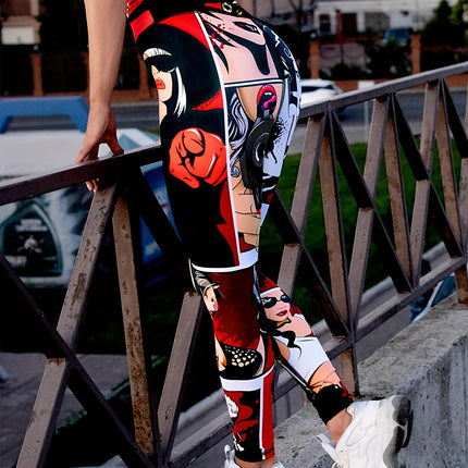 Stretchy High Waist Fitness Yoga Leggings - Fashion Print