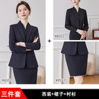 Dark blue suit + short skirt + shirt / S