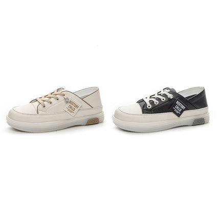 Genuine Leather White Shoes for Women 2026 New Spring Style Soft Sole Soft Surface Slip-On Women's Shoes Summer College Style Casual Shoes