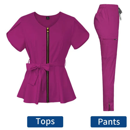 High-end operating room work clothes female confinement center beautician SPA brush hand clothes strap waist surgical clothes female points
