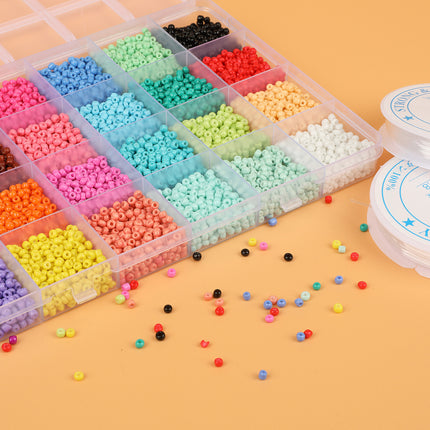 Amazon 3mm Glass Rice Bead Set DIY Handmade Jewelry Necklace Bracelet Earrings Accessories Set with Elastic Cord