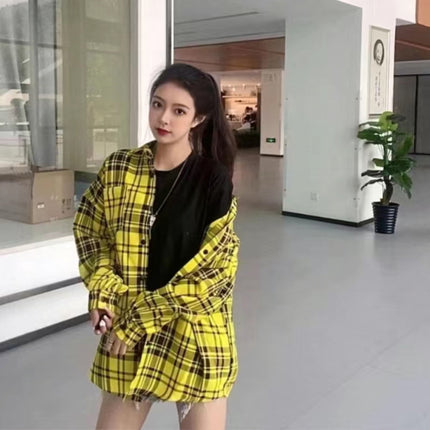Retro Long Sleeve Plaid Shirt Women's Shirt Design Sense Niche Spirit Young Guy Chic Beautiful Green Jacket Trendy