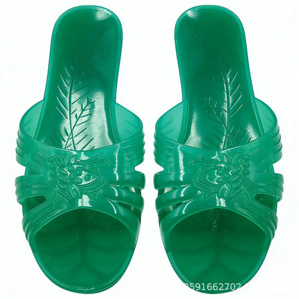Pearl River Chrysanthemum Women's Summer Jelly Bath Plastic Transparent Mother Going Out Non-Slip One Crystal Alliance Slippers