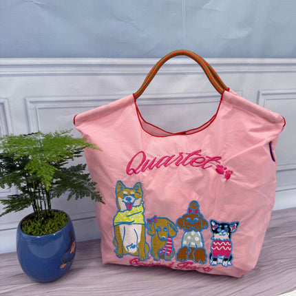 ball chain Japanese high quality eco-friendly shopping bag embroidered hand canvas bag nylon shopping bag