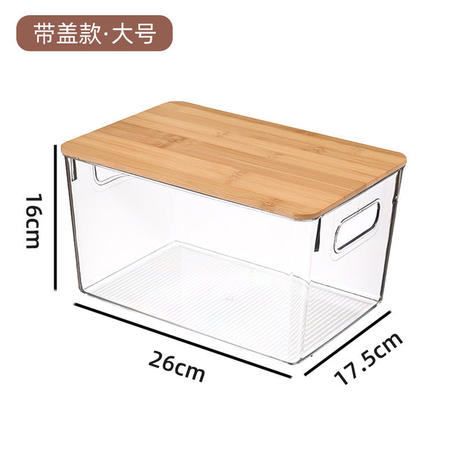 Bamboo Lid Storage Box for Cosmetics and Jewelry, Desktop Organizer for Books and Stationery, Dust-Proof Storage for Dressing Table