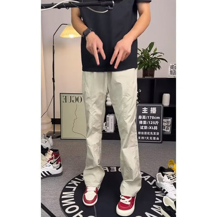 American-style Machete Cutting Crock Pants Boys Autumn Fashion Brand Loose creamy-white Pants High-grade Casual Straight Pants