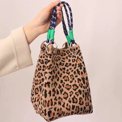 Niche design black and white diamond knitted tote bag handbag casual versatile large capacity messenger bag factory direct sales