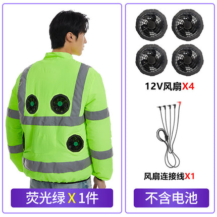 New Summer Fan Clothes Construction Site Cooling Air-Conditioning Clothes Outdoor Reflective Strip Air-Conditioning Clothes Men's Style with Fan