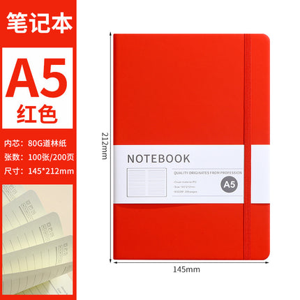 A5 imitation leather strap notebook cross-border in stock business office hard leather notebook elastic band notepad can be customized