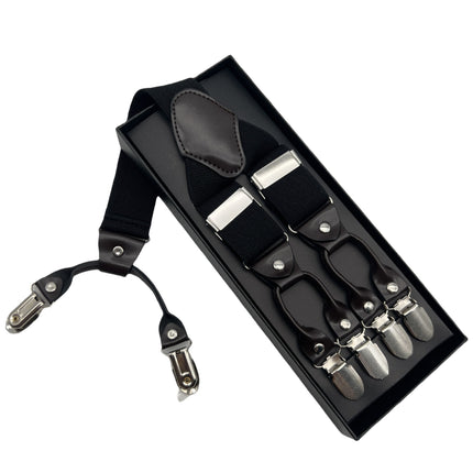 Adult Men's 6-Clip Adjustable Elastic Y-Shaped Suspenders, Comfortable and Highly Elastic