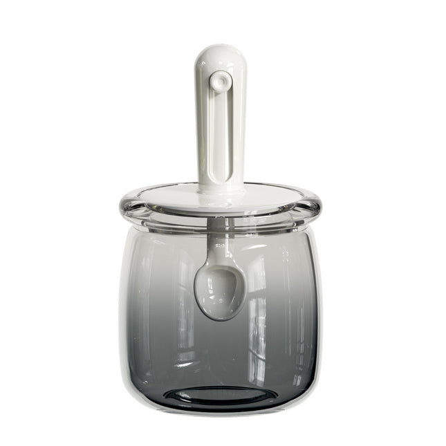 Retractable Seasoning Box Glass Kitchen Seasoning Jar Spoon Lid Integrated Monosodium Glutamate Seasoning Jar Household Salt Jar Seasoning Bottle suit