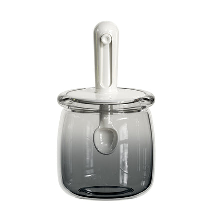 Retractable Seasoning Box Glass Kitchen Seasoning Jar Spoon Lid Integrated Monosodium Glutamate Seasoning Jar Household Salt Jar Seasoning Bottle suit
