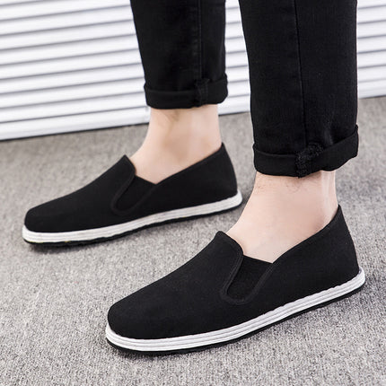 Wholesale Old Beijing Cloth Shoes for Men, Breathable Sweat-Absorbent Rubber Soles, Work Casual Men's Shoes, Handmade Thousand-Layer Sole Vulcanized Shoes