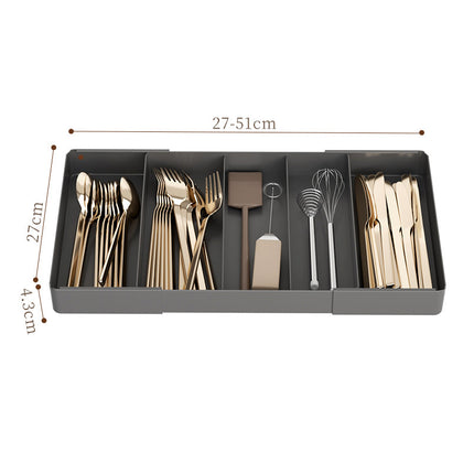 Drawer Storage Box Retractable Cosmetics Sundries Sorting Box Cabinet Partitioned Box Kitchen Tableware Desktop