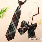 JK010 dark curry color check tie + collar flower