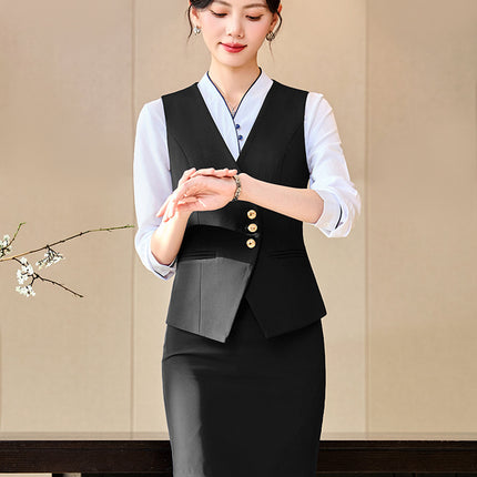 Sales department professional vest suit female stewardess hotel front desk cashier overalls property customer service beautician tooling