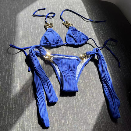 2025 European and American Sexy New Split Swimsuit Chain Bikini Swimsuit Bikini Cross-Border Export Amazon