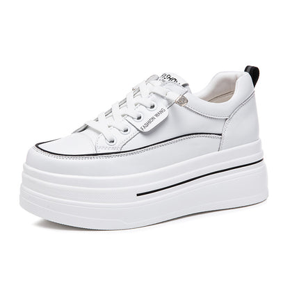 Small Size Women's Shoes 2026 Spring and Summer New Thick-Soled Height-Increasing White Sneakers for Petite Women, Lace-Free White Sneakers, Women's Flats