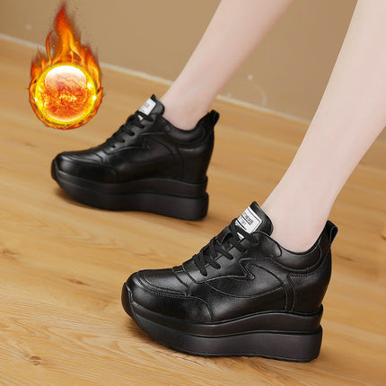 Trendy Sunday 2025 Autumn New Single Shoes Wholesale Thick-Soled Platform Inner Heightening Casual White Shoes Women's Shoes