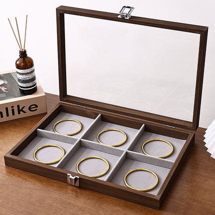 Walnut Jewelry Storage Box Ring Earrings Necklace Bracelet Box Solid Wood Large Capacity Anti-Oxidation Jewelry Display Box