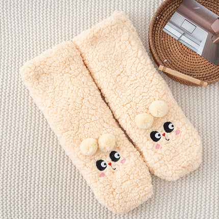 Lamb Wool Socks for Women, Thickened for Warmth, Foot Warmers for Sleeping in Bed in Winter, Home Dormitory Anti-Slip Socks
