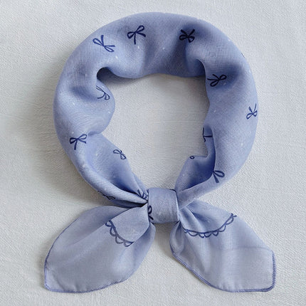 Hanging Card Gift Small Square Scarf for Women, Cotton Blend New Printed Sweet Fashionable Neck Scarf, Soft