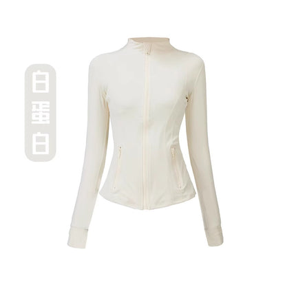Lulu Same Style Gold Zipper Long Sleeve Jacket Yoga Suit Spring Sports Top Tight Sports Slim Jacket Women's Coat