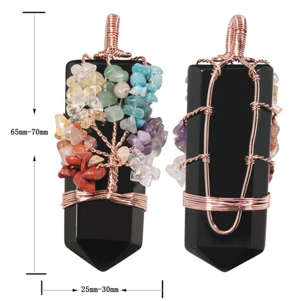 Natural Cut Crystal Stone Sword-shaped Wrap Crystal Gravel Tree of Life Pendant European and American Style Creative Crystal Pendant