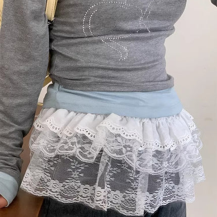 New Stylish Versatile Heavy Lace Ruffled Short Apron Skirt Half-Length Hot Girl Dress