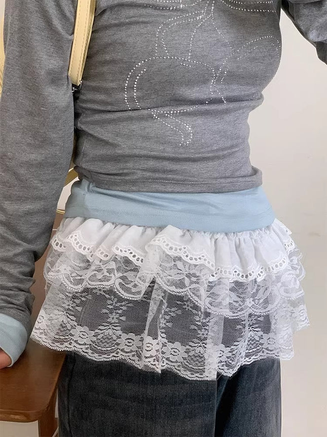 New Stylish Versatile Heavy Lace Ruffled Short Apron Skirt Half-Length Hot Girl Dress