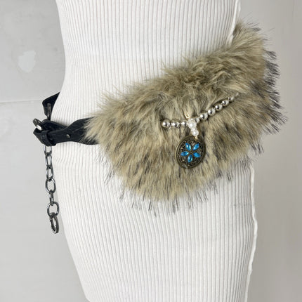 Rhinestone Mao Mao stitching belt shiny Mao Mao belt new Y2K all-match pin buckle corns hot girl belt