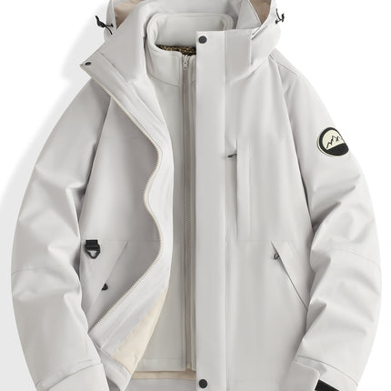 Three-In-One Outdoor Jacket for Women and Men, Detachable, Thickened and Fleece-Lined, Suitable for Mountaineering, Autumn and Winter Windproof and Warm Coat