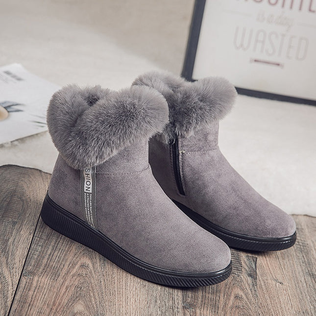 Large Size Snow Boots for Women, Fleece-Lined Warm Short Boots, Winter Thickened Cotton Shoes, Non-Slip Cloth Shoes, Mom Shoes, Winter Style