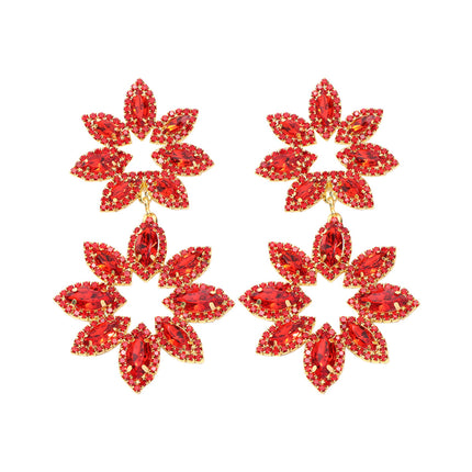 Temperament style European and American exaggerated flowers rhinestone big earrings wholesale stage banquet accessories earrings high sense of luxury