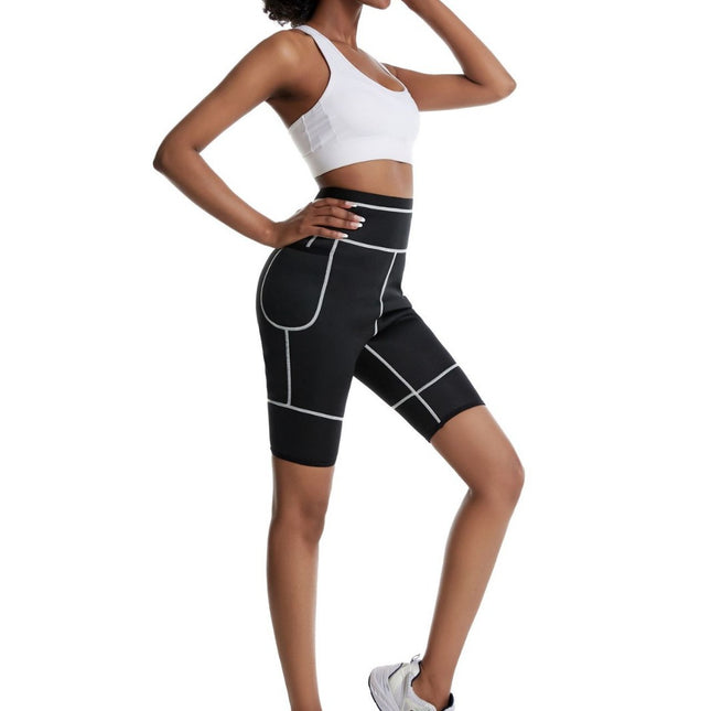 Amazon Cross-border Sports Fitness Neoprene Pocket Design Abdominal Corset Sweat Yoga Body Shaping Shorts