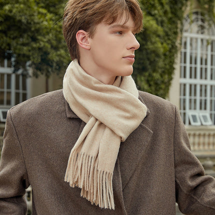 Wool Scarf Autumn and Winter Korean Style Men's Scarf Pure Color New Versatile Cashmere Scarf Women's Winter Warmth