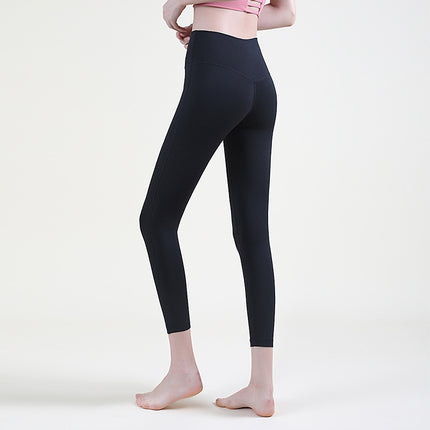 Autumn and Winter Brushed Yoga Fitness Naked-Feel Tight High-Waisted Tummy Control Sports Leggings Women's Running Cycling Butt-Lifting Yoga Pants