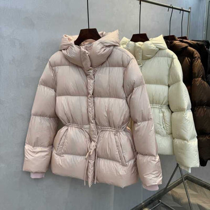 Winter New Style Simple Cloud Puff Drawstring Waist Short New Clothing Women's Slim New Warm New Clothing Jacket