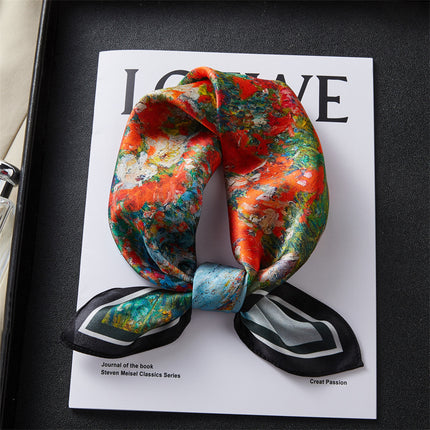 100% Silk Scarf, High-End Hangzhou Silk Small Square Scarf, Spring & Fall Versatile Neck Protection Decorative Shirt Professional Scarf