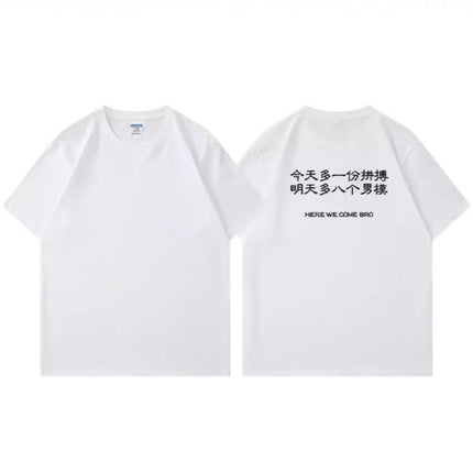 Pure Cotton Printed Text Short-Sleeved T-Shirt Women's Large Size Loose Slim Design Versatile Couple Casual Top Summer Ins