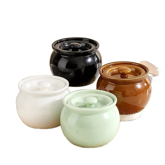 Ceramic Stew Pot for Stew in Water Household Bird's Nest Special Steaming Pot with Lid for One Person Soup Stew Pot Bowl Tucker Small Soup Pot