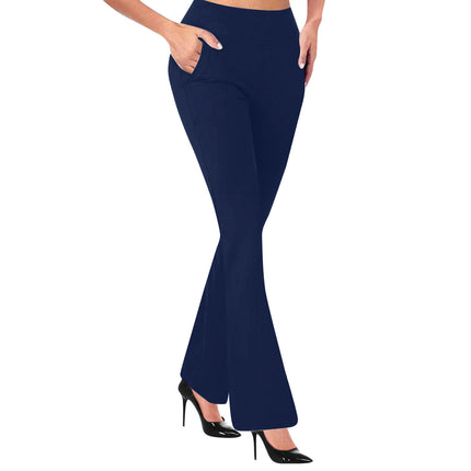 Cross-border new European and American women's flared pants front pocket micro horn back pocket high waist hip solid color casual pants