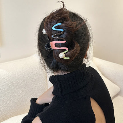Advanced Sense Color Wave Big Grab Clip Elegant Sweet New Shark Clip Internet Red Back Head Plate Hair Grab Women's Headwear