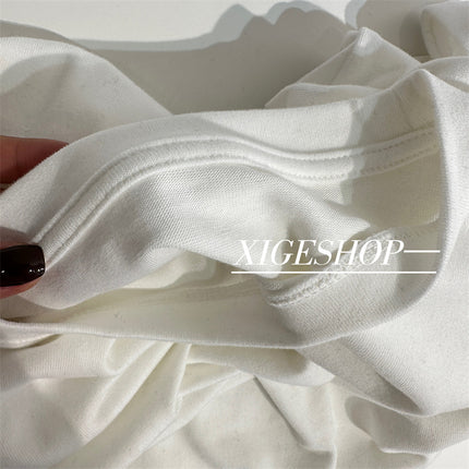 Korean Style Fun Cartoon Dog Embroidered White Base Shirt Women's Loose All-match Sanding Crew Neck Long Sleeve T-shirt Autumn and Winter