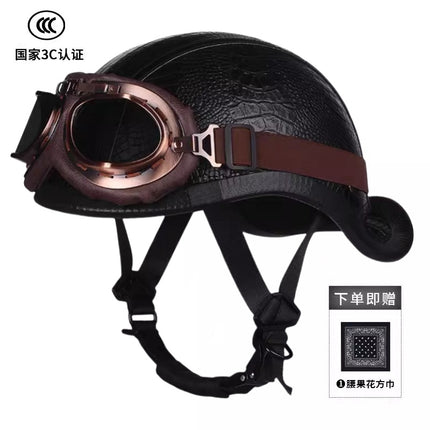 New National Standard 3C Retro Flip-Up Helmet for Women, Motorcycle Half-Helmet for Men, Electric Scooter Helmet, Cruiser Helmet for Riding